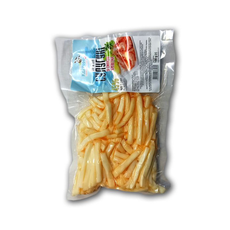 Сир м'який Квітень Сулугуні соломка зі смаком креветки 100г